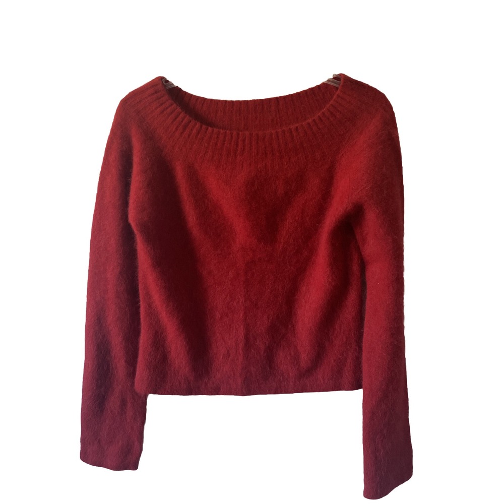 Wet Seal‎ Y2K Fuzzy Red Sweater Rabbit Hair Wool Blend NEW 90's Sz L